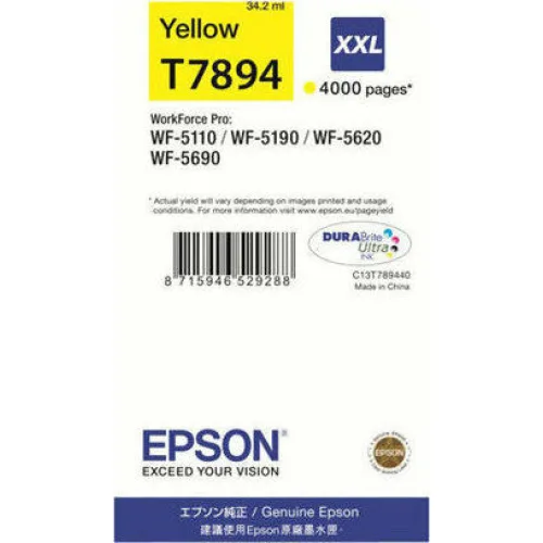 Epson T7894XXL Γνήσιο Μελάνι Εκτυπωτή InkJet Κίτρινο (C13T789440)