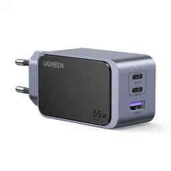 Ugreen Φορτιστής Χωρίς Καλώδιο GaN με Θύρα USB-A και 2 Θύρες USB-C 65W Power Delivery / Quick Charge 3.0 Γκρι (Nexode Air X553)