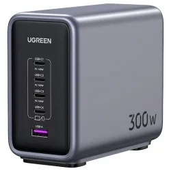Ugreen Βάση Φόρτισης GaN με Θύρα USB-A και 4 Θύρες USB-C 300W Power Delivery σε Μαύρο χρώμα (Nexode)