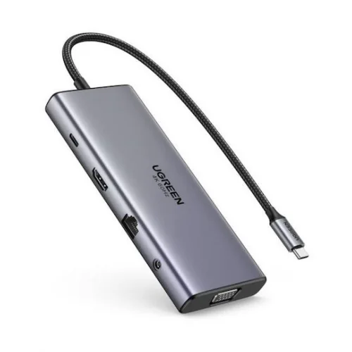Ugreen CM639 USB-C Docking Station με HDMI 4K PD Ethernet και σύνδεση 2 Οθονών Γκρι