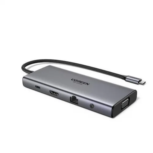 Ugreen CM639 USB-C Docking Station με HDMI 4K PD Ethernet και σύνδεση 2 Οθονών Γκρι
