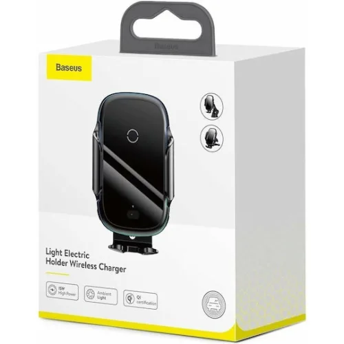 Baseus Light Electric Βάση Κινητού Αυτοκινήτου 4.7" - 6.5" με Ρυθμιζόμενα Άγκιστρα και Ασύρματη Φόρτιση Μαύρη