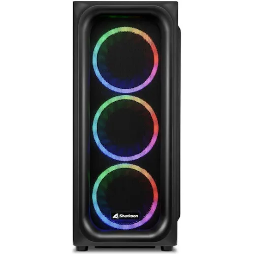 Sharkoon TK5M Gaming Midi Tower Κουτί Υπολογιστή με Πλαϊνό Παράθυρο και RGB Φωτισμό Μαύρο