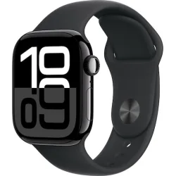 Apple Watch Series 10 Aluminium 42mm Αδιάβροχο με Παλμογράφο (Jet Black με Black Sport Band (M/L))