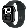 Apple Watch Series 10 Aluminium 42mm Αδιάβροχο με Παλμογράφο (Jet Black με Black Sport Band (S/M))