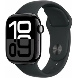 Apple Watch Series 10 Aluminium 42mm Αδιάβροχο με Παλμογράφο (Jet Black με Black Sport Band (S/M))