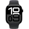 Apple Watch Series 10 Aluminium 42mm Αδιάβροχο με Παλμογράφο (Jet Black με Black Sport Band (S/M))