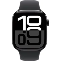 Apple Watch Series 10 Aluminium 42mm Αδιάβροχο με Παλμογράφο (Jet Black με Black Sport Band (S/M))
