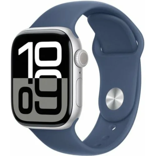 Apple Watch Series 10 Aluminium 42mm Αδιάβροχο με Παλμογράφο (Silver με Denim Sport Band (S/M))
