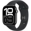 Apple Watch Series 10 Aluminium 46mm Αδιάβροχο με Παλμογράφο (Jet Black με Black Sport Band (S/M))