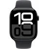 Apple Watch Series 10 Aluminium 46mm Αδιάβροχο με Παλμογράφο (Jet Black με Black Sport Band (S/M))