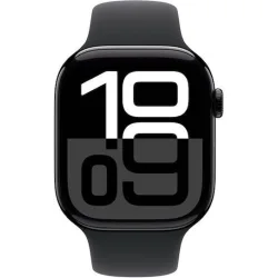 Apple Watch Series 10 Aluminium 46mm Αδιάβροχο με Παλμογράφο (Jet Black με Black Sport Band (S/M))