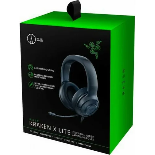 Razer Kraken X Lite Over Ear Gaming Headset με σύνδεση 3.5mm