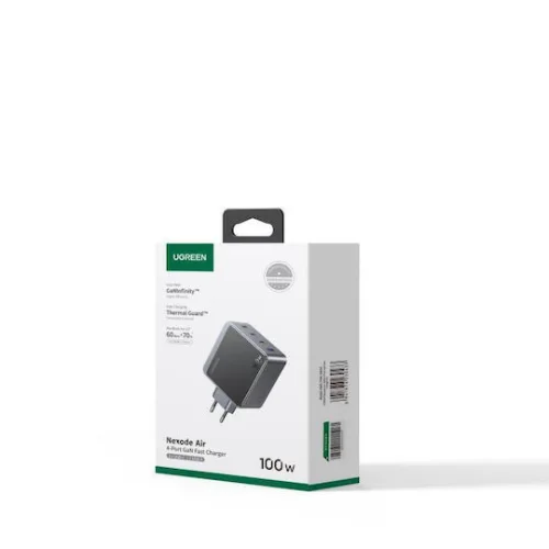 Ugreen Φορτιστής Χωρίς Καλώδιο GaN με Θύρα USB-A και 3 Θύρες USB-C 100W Power Delivery / Quick Charge 2.0 / Quick Charge 3.0 / Quick Charge 4.0 Γκρι (Nexode S)