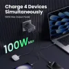Ugreen Φορτιστής Χωρίς Καλώδιο GaN με Θύρα USB-A και 3 Θύρες USB-C 100W Power Delivery / Quick Charge 2.0 / Quick Charge 3.0 / Quick Charge 4.0 Γκρι (Nexode S)