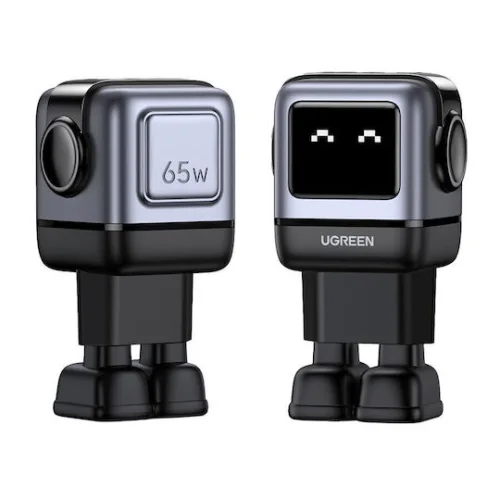 Ugreen Φορτιστής Χωρίς Καλώδιο GaN με Θύρα USB-A και 2 Θύρες USB-C 65W Power Delivery / Quick Charge 4.0 Γκρι (Robot)