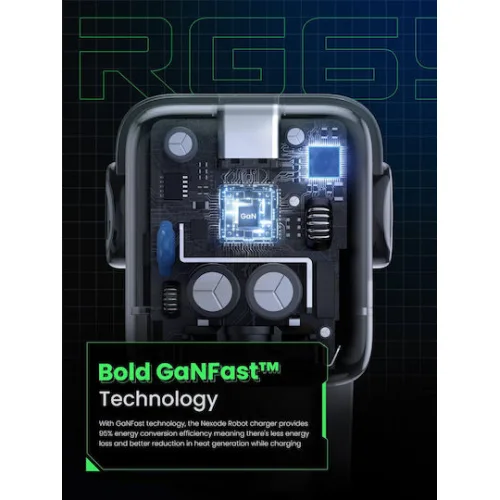 Ugreen Φορτιστής Χωρίς Καλώδιο GaN με Θύρα USB-A και 2 Θύρες USB-C 65W Power Delivery / Quick Charge 4.0 Γκρι (Robot)