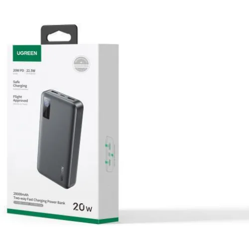 Ugreen PB312 Power Bank 20000mAh 20W με 2 Θύρες USB-A και Θύρα USB-C Μαύρο