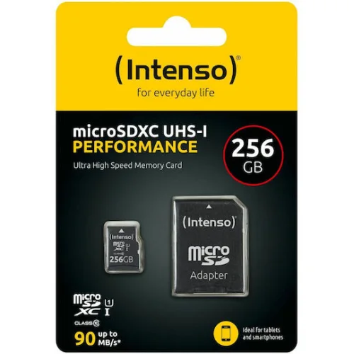 Intenso Class Performance microSDXC 256GB Class 10 U1 UHS-I με αντάπτορα