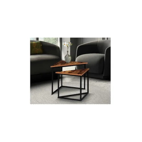 Τετράγωνο Σετ Ζιγκόν Elize Ξύλινο Καφέ 2τμχ Μ40xΠ40xΥ40εκ.