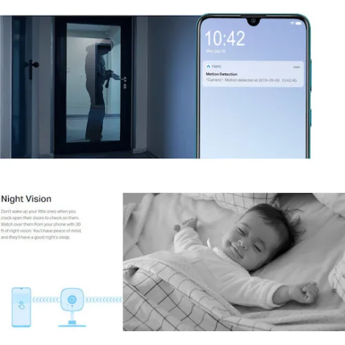 TP-LINK Tapo C100 v1 IP Κάμερα Παρακολούθησης Wi-Fi Full HD 1080p με Αμφίδρομη Επικοινωνία και Φακό 3.3mm