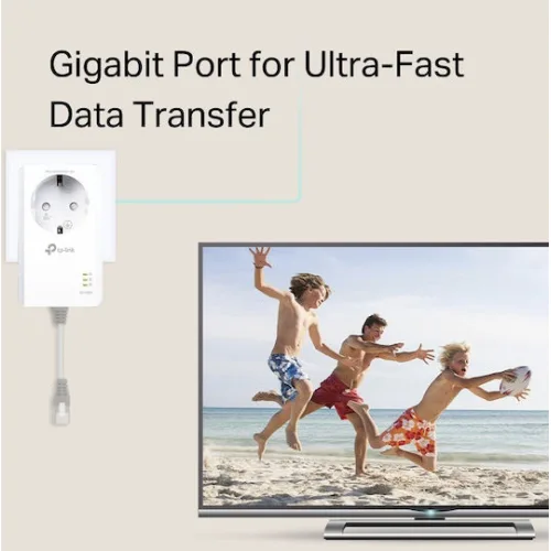 TP-LINK TL-PA7017P KIT v4 Powerline Διπλό για Ενσύρματη Σύνδεση με Passthrough Πρίζα και Θύρα Gigabit Ethernet