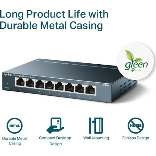 TP-LINK TL-SG108 v6 Unmanaged L2 Switch με 8 Θύρες Ethernet