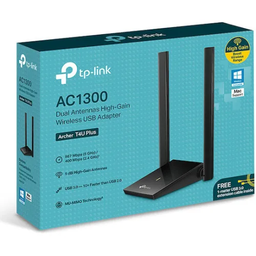 TP-LINK Archer T4U Plus v1 Ασύρματος USB Αντάπτορας Δικτύου 1300Mbps