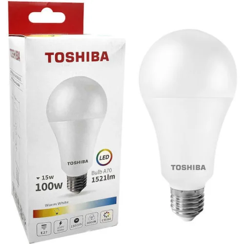 Toshiba N STD Λάμπα LED 15W για Ντουί E27 και Σχήμα A70 Θερμό Λευκό