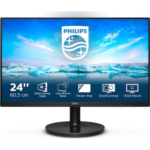 Philips V Line 241V8LA VA Monitor 23.8" FHD 1920x1080 με Χρόνο Απόκρισης 4ms GTG