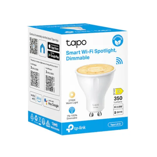 TP-LINK Smart Λάμπα Tapo L610 v1 LED 2.9W για Ντουί GU10 Ρυθμιζόμενο Λευκό 350lm Dimmable
