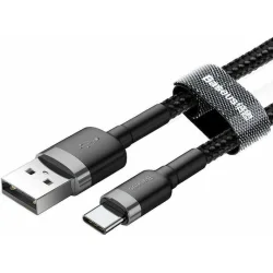 Baseus Cafule Braided USB 2.0 Cable USB-C male - USB-A Μαύρο 2m (CATKLF-CG1)