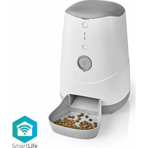 Nedis Αυτόματη Ταΐστρα από Πλαστικό ABS Αργού Ταΐσματος για Σκύλο & Γάτα 3.7lt 23cm σε Λευκό Χρώμα