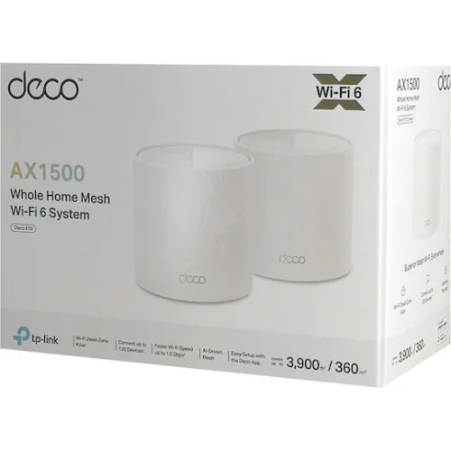 TP-LINK Deco X10 v1 WiFi Mesh Network Access Point Wi‑Fi 6 Dual Band (2.4 & 5GHz) σε Διπλό Kit Λευκό