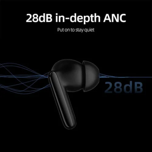 QCY T13 ANC2 In-ear Bluetooth Handsfree Ακουστικά με Θήκη Φόρτισης Μαύρα