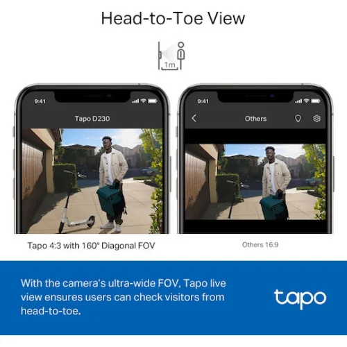 TP-LINK Κουδούνι Πόρτας Wi-Fi Συμβατό με Alexa και Google Home Λευκό