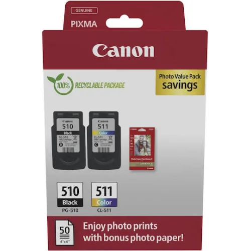Canon PG-510 Γνήσιο Photo Value Pack με 1 Μελάνι InkJet Κυανό / Ματζέντα / Κίτρινο / Μαύρο (2970B017)