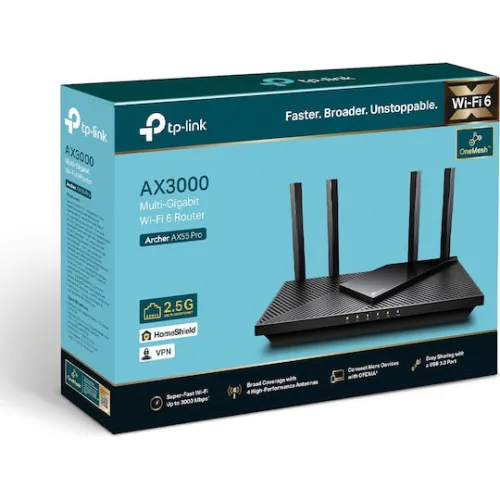 TP-LINK Archer AX55 Pro v1 Ασύρματο Router Wi‑Fi 6 με 5 Θύρες Gigabit