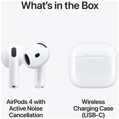Apple AirPods 4 with Active Noise Cancellation Earbud Bluetooth Handsfree Ακουστικά με Αντοχή στον Ιδρώτα και Θήκη Φόρτισης Λευκά