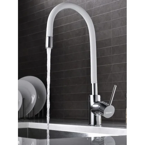 Bruno Ψηλή Σπαστή Μπαταρία Κουζίνας Πάγκου Inox Λευκή