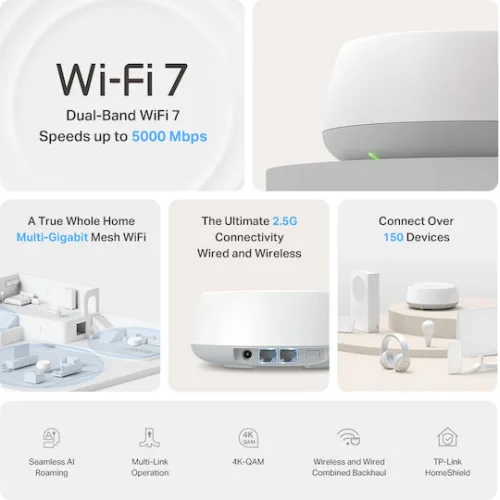 TP-LINK Deco BE25 v1 WiFi Mesh Network Access Point Wi‑Fi 7 Dual Band (2.4 & 5GHz) σε Διπλό Kit