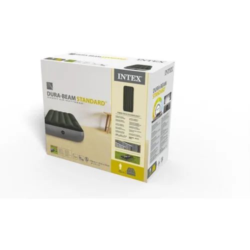 Intex Φουσκωτό Στρώμα Ύπνου Μονό με Ενσωματωμένη Αντλία Downy 191x76x25εκ.