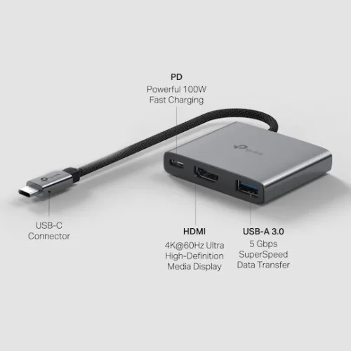 TP-LINK UH3020C USB-C Docking Station με HDMI 4K PD Γκρι
