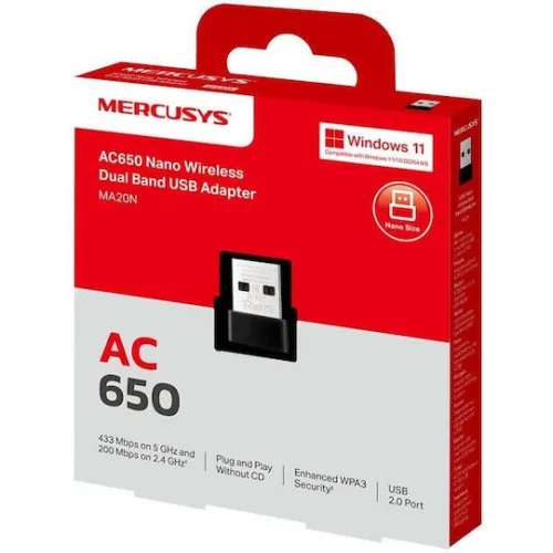 Mercusys Nano v1 Ασύρματος USB Αντάπτορας Δικτύου 650Mbps