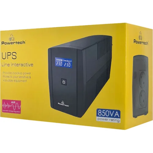 Powertech UPS Line-Interactive 850VA 510W με 2 Schuko Πρίζες
