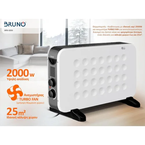 Bruno Θερμοπομπός Δαπέδου 2000W 61x38.5cm Λευκός