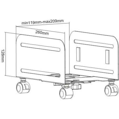 Powertech Βάση Δαπέδου Υπολογιστή με Ροδάκια (PT-1329)