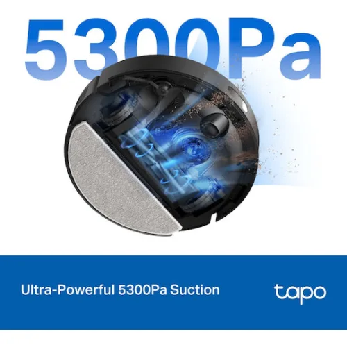 TP-LINK Tapo RV30 Max Plus Σκούπα Ρομπότ για Σκούπισμα & Σφουγγάρισμα με Χαρτογράφηση και Wi-Fi Μαύρη