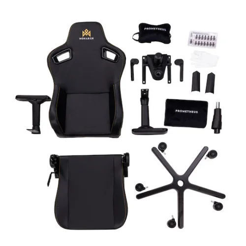Monarch Gear Prometheus Καρέκλα Gaming Δερματίνης με Ρυθμιζόμενα Μπράτσα Midnight Black