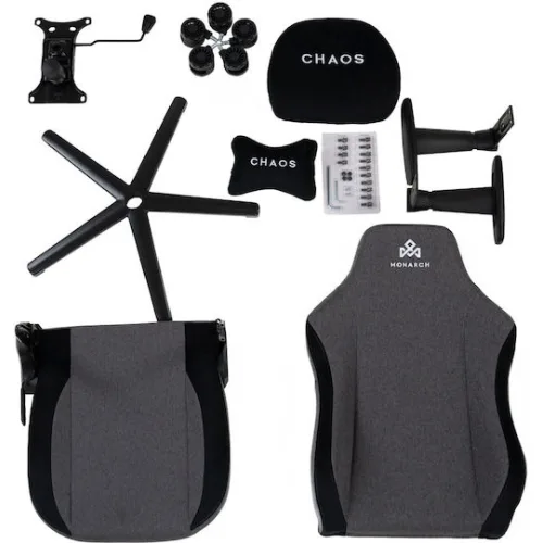 Monarch Gear Chaos Υφασμάτινη Καρέκλα Gaming με Ρυθμιζόμενα Μπράτσα Iron Gray